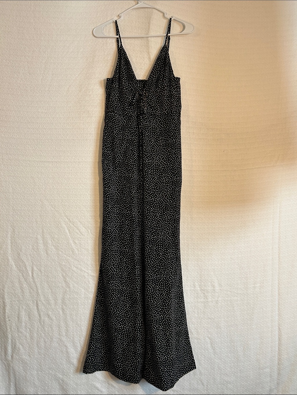 Gypsy Rose Size Medium Spaghetti Strap Polka Dot Jumpsuit - Black